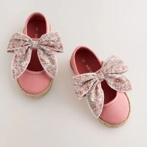 NEXT US Rust Pink Printed Bow Touch And Fasten Strap Shoes